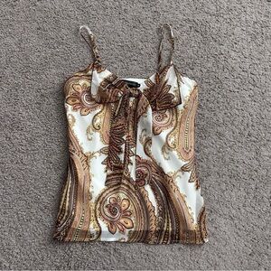 Rampage Vintage Y2K Paisley Bow Front Tank Top Womens M